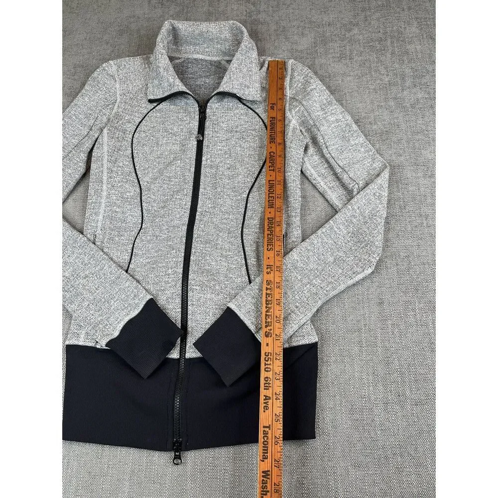 Lululemon Scuba Jacket Women Herringbone High Neck Stretch Pullover Sweater Sz 4 - Picture 5 of 6
